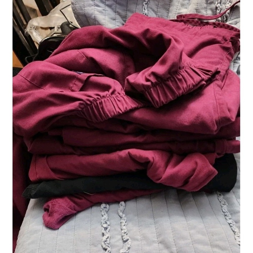 Women's Scrub Pants Lot Of 8 Medical Nurse Size Medium Maroon Black Cherokee